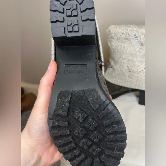 Muk Luks Knit Cuff Buttoned Ankle Boots in Cream and Black - Picture 7 of 7